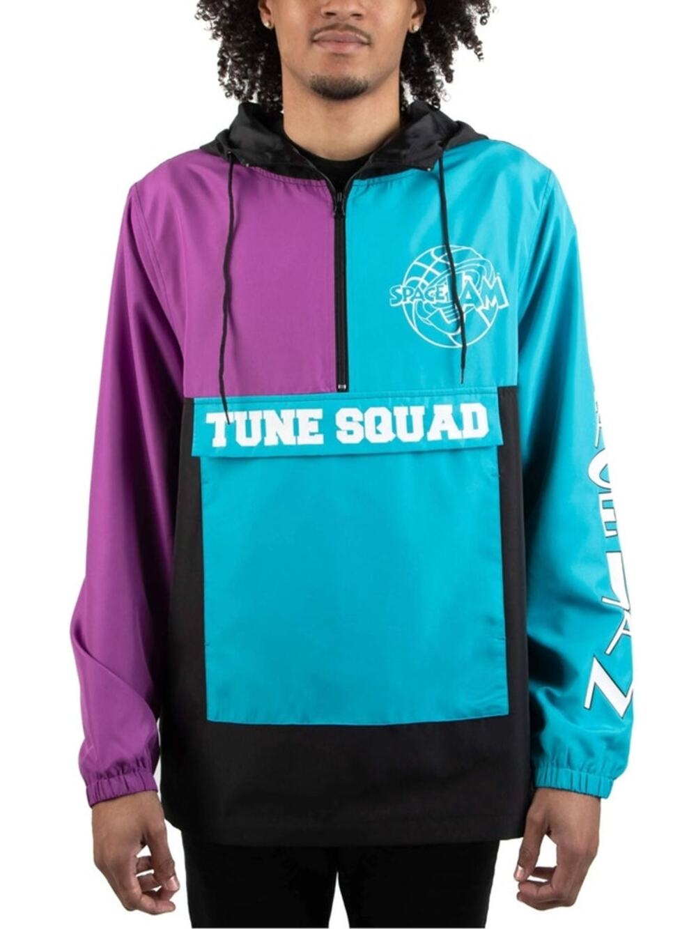 Space Jam Tune Squad Windbreaker Hoodie Men’s S Black VTG Style GVC